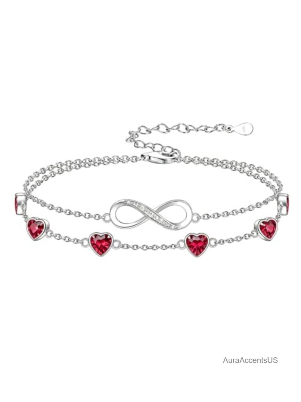 Sterling Silver Infinity Birthstone Charm Link Bracelet/Anklet Adjustable